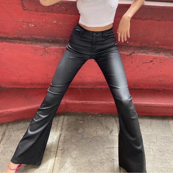 Edikited Luna Faux Leather Flare Women’s Jeans size medium - Picture 6 of 14